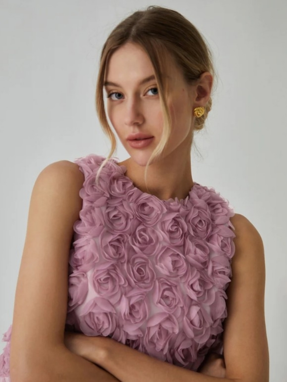 Pink Floral Appliqué Sleeveless Top